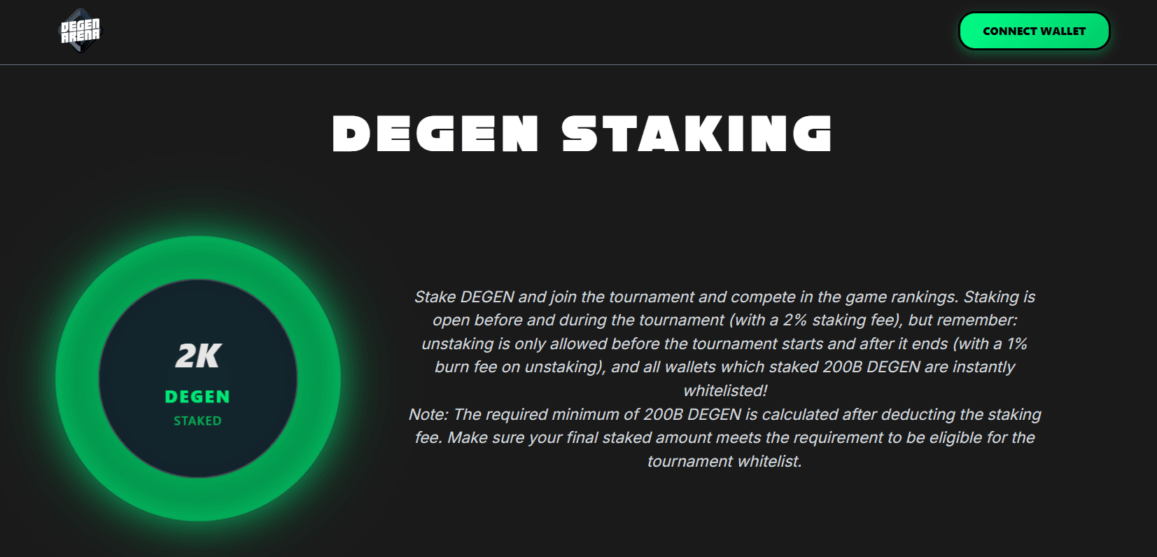 DEGEN Staking user interface