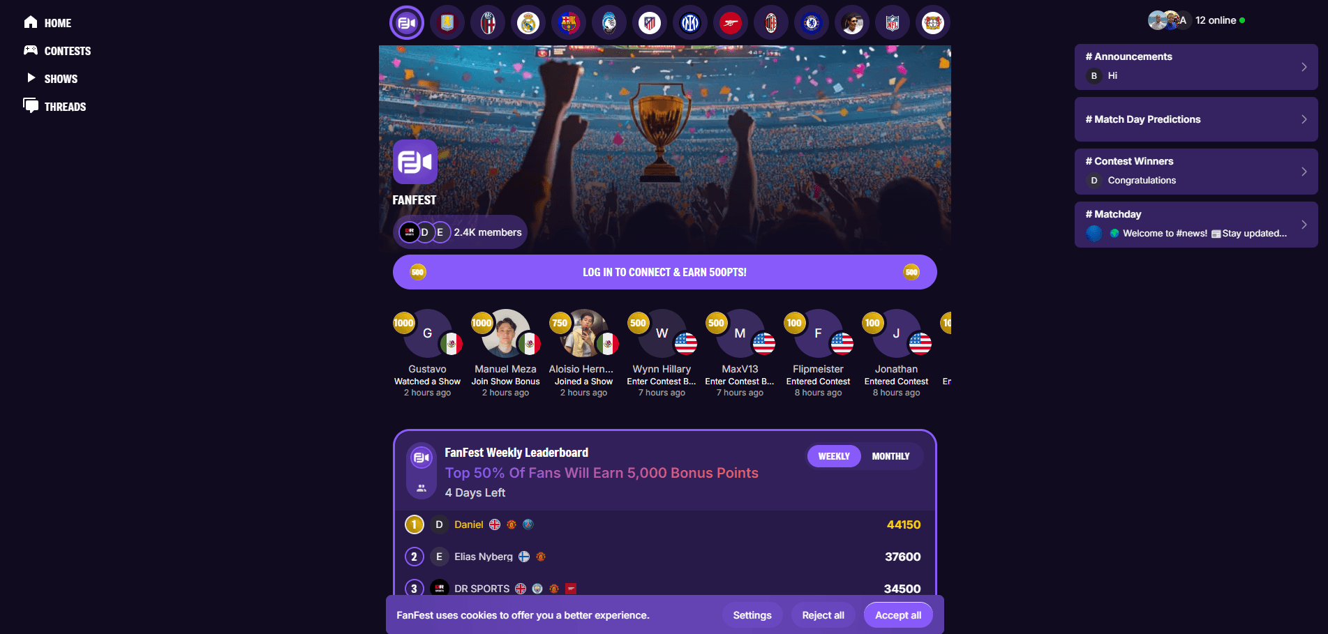 FanFest user interface
